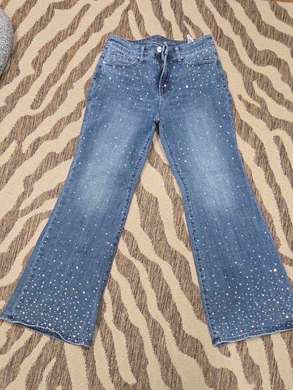 Chicos Women's Blue Embellished Flared Jeans